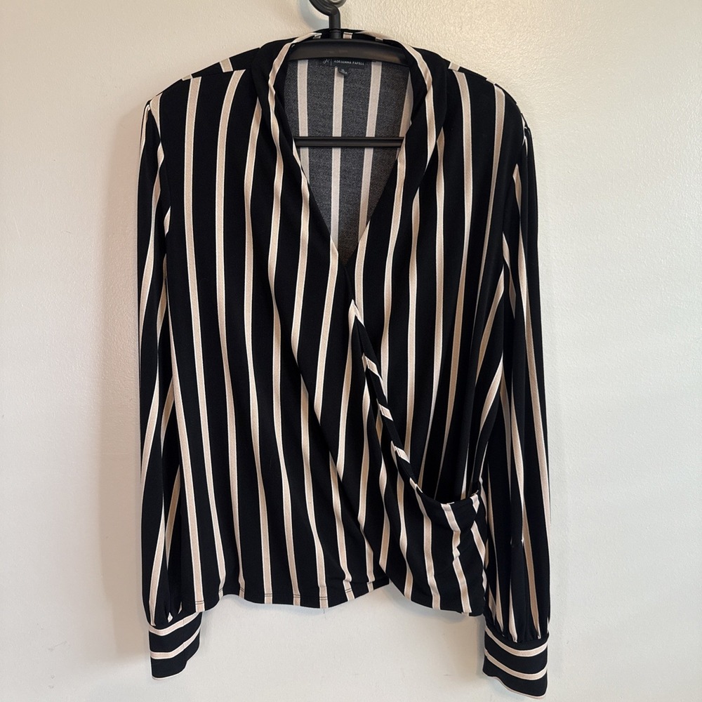 Adrianna Papell Pullover Wrap Top Size XL Career Professional Chic Preppy